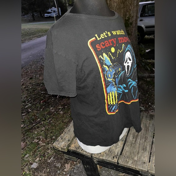 GHOST FACE LARGE BLACK TSHIRT ‘LET’S WATCH SCARY MOVIES’ - Picture 5 of 8